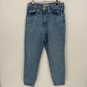 Madewell The Momjean High‎ Rise Light Wash Denim Cropped Jeans Size 26
